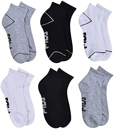 Fila Women's 6-Pack Simple Logo Half Cushion Quarter Socks