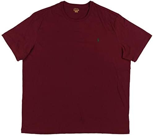 Polo Ralph Lauren Mens Big & Tall Pony Logo Crew Neck Jersey T-Shirt (XXX-Large Tall, Wine Red)