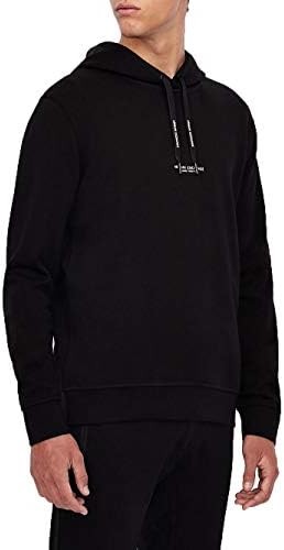 A|X ARMANI EXCHANGE mens Pull-over With Front Back Logo Hooded Sweatshirt, Black, XX-Large US
