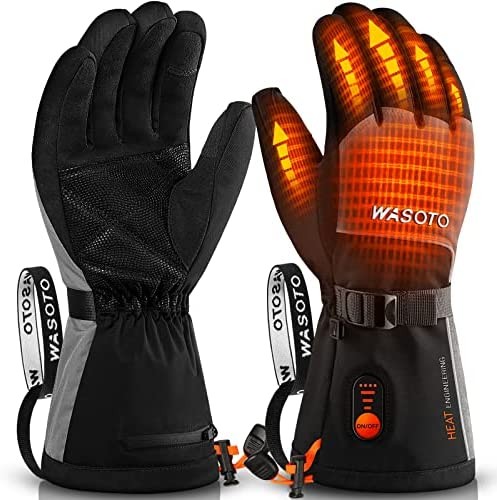 Heated Gloves for Men Women 7.4V Battery 22.2KW.H Rechargeable Heated Ski Gloves Touchscreen Waterproof Electric Heated Gloves for Winter Outdoor Work Skiing Hiking Camping Raynaud