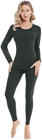 qingduomao Women's Thermal Underwear Set Ultra-Soft Top & Bottom Ski Base Layer Lightweight Long Johns
