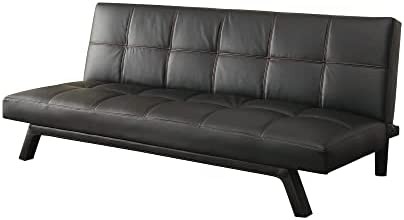 Simple Relax Upholstered Sofa Bed with Biscuit Tufted, Black