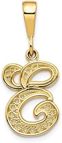 JewelryWeb 14k Yellow Gold Solid Polished Textured back Initial Charm - Measures 25.8x15.8mm - Initial Options: A B C D E F G H I J K L M N O P R S T V W