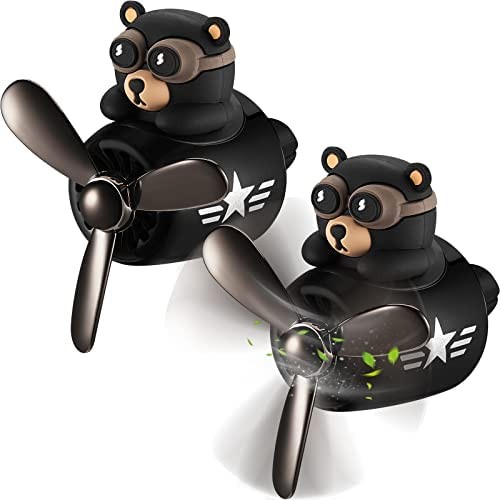 2 Pcs Cartoon Bear Car Air Fresheners Pilot Automotive Air Outlet Fan Cool Cute Air Freshener for Car Creative Car Perfume Decoration for Vehicle Vent Scent Clip Diffuser Ornament Accessories(Cool Sty