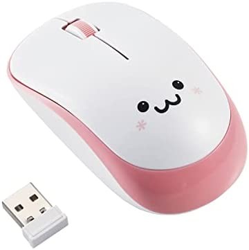 ELECOM 2.4G Wireless Silent Click, Portable Mobile Smiley-Face Mouse for Right/Left Handed Use, IR LED, 1200 DPI 2.5 Years Long Battery Life, Recommended Silent Click (M-IR07DRSPN)