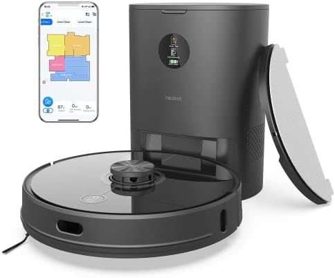 Neabot N2 Robot Vacuum with Self-Emptying, Wi-Fi Connected, Compatible with Alexa, Lidar Navigation, Sweep, Mop & Vacuum 3 in 1 Robot Vacuum Cleaner, Carpet & Hard Floor, Ideal for Pet Hair, Carpets