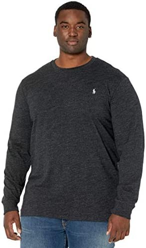 Polo Ralph Lauren Big & Tall Long Sleeve Solid Crew Neck Tee Black Marl Heather/C9590 2XB