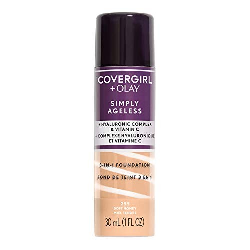 COVERGIRL+OLAY Simply Ageless 3-in-1 Liquid Foundation, Soft Honey, 1 Fl Oz (Pack of 1)