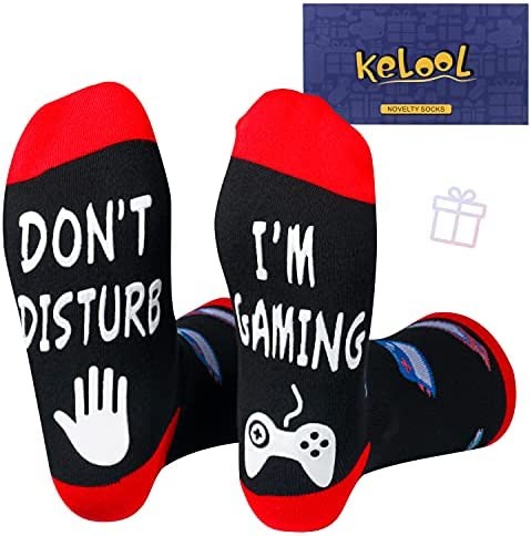 Do Not Disturb I’m Gaming Socks, Fathers Day Dad Gifts Funny Novelty Gamer Socks Gifts for Men Husband Boys Women Game Lovers