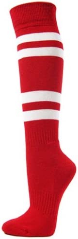Couver White Striped Knee High Softball/Sports Socks