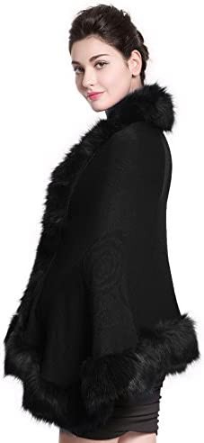 BEAUTELICATE Faux Fur Shawl Wrap Stole Shrug Bridal Winter Wedding with Hook