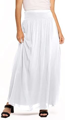 M Made in Italy 女式超長半身裙，配有柔軟彈性腰帶