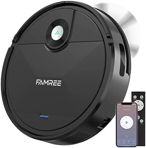 Famree MT-200 Robot Vacuum Cleaner, 1800Pa Strong Suction WiFi/App Self-Charging Robotic Vacuums Quiet Mini Vacuum for Hard Floor, Low/Medium-Pile Carpets