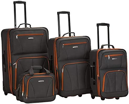 Rockland Journey Softside Upright Luggage Set, Charcoal, 4-Piece (14/19/24/28)