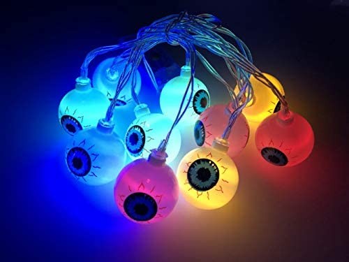Quenny Carnival Party Garden Decoration Lantern,LED Halloween Pumpkin Ghost Eyeball Light String. (Battery Box:3 Meters 20 with Lights, Warm White)