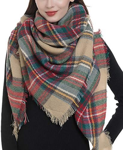 Dimore Trendy Plaid Blanket Scarf Women Big Oversized Long Scarves