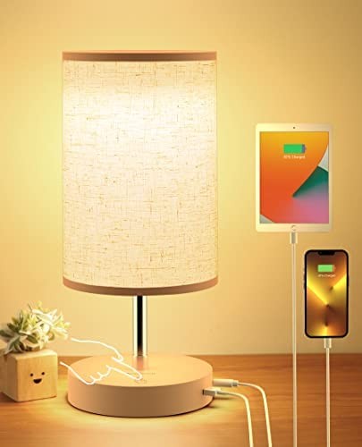 LED Table Lamp for Bedroom, Touch Dimmable Bedside Lamps with USB Ports Type C Adjustable Height Nightstand Lamp, Small Modern Night Lamp for Living Room Home Office(No Assembly Required)