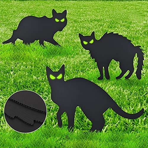 Dodosky Halloween Decorations, 3Pcs Black Cat Decorations Halloween Decorations Clearance Outdoor Halloween Decorations Halloween Cats Decorations Halloween Yard Decorations - Halloween Decor