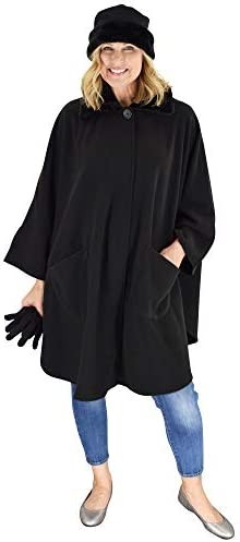 Le Moda Women's Sherpa Trim Polar Fleece Wrap with Matching Gloves and Hat | Winter Collection | One Size Fits All