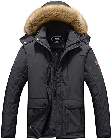 Men's Winter Snow Coat Warm Ski Jacket Waterproof Hooded Work Outerwear