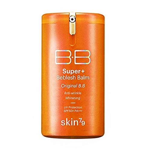 [SKIN79] Super Plus Beblesh Balm Triple Function Orange BB Cream #21 Yellow Beige (SPF50/PA+++) 1.35 fl.oz. (40 ml) - Rich Vitamin Complex Care Healthy and Vital Skin, High Coverage without Darkening