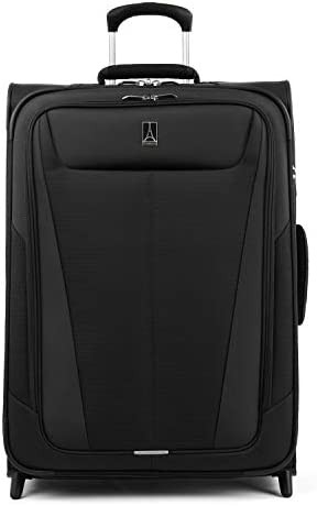 Travelpro Maxlite 5 Softside Expandable Upright 2 Wheel Luggage, Lightweight Suitcase, Men and Women, Black, Checked-Medium 26-Inch