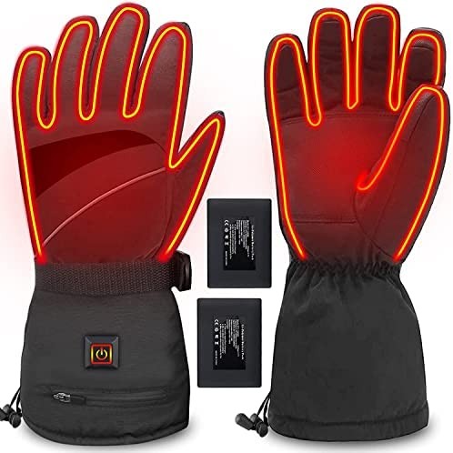 WAMTHUS Electric Heated Gloves, 2022 Latest Rechargeable Battery Winter Gloves for Men Women 3 Heating Temperature Adjustable Touchscreen Waterproof Warm Gloves for All Kinds of Outdoor Activities