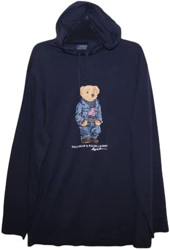 Polo Ralph Lauren Mens Big and Tall Classic Fit Bear Graphic Hooded T-Shirt (X-Large Tall, Navy)