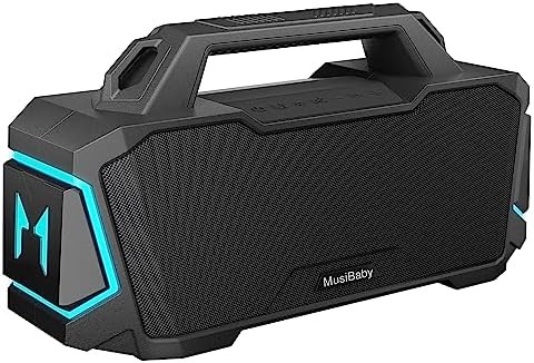 Bluetooth Speaker,MusiBaby Speaker,80W Portable Speaker,Speakers Bluetooth Wireless,Outdoor Speakers with Stereo Sound,20H Play,IPX6 Waterproof Speaker with Power Bank,Large for Party,Camping,Beach