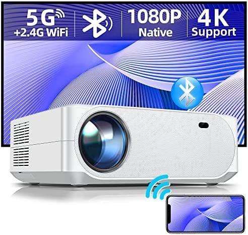 Projector with 5G WiFi and Bluetooth 5.1, ACROJOY 4K Support Native 1080P Portable Projector with 120" Screen and 400" Display & 50% Zoom, Outdoor Movie Projector Compatible with TV Stick/HDMI/USB/PS5