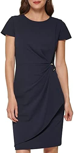 DKNY Women's Overlay Short Sleeve D-Ring Dress