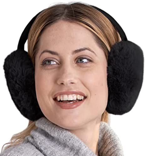 Ear Muffs for Women - Winter Ear Warmers - Soft & Warm Cable Knit Furry Fleece Earmuffs - Ear Covers for Cold Weather