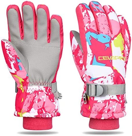 Cevapro -30℉ Ski Gloves Kids Winter Snow Gloves Waterproof Cold Weather Gloves for Boys Girls