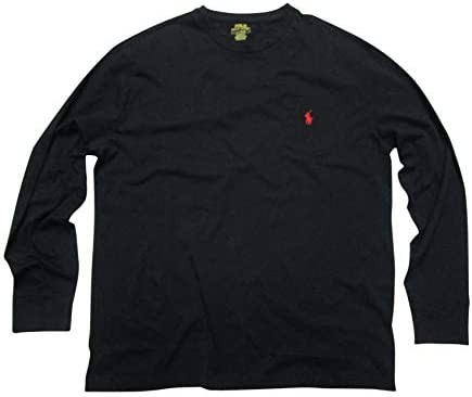 Polo Ralph Lauren Mens Long Sleeve Crew Neck T-Shirt Pocket Classic Fit (X-Large, Polo Black)