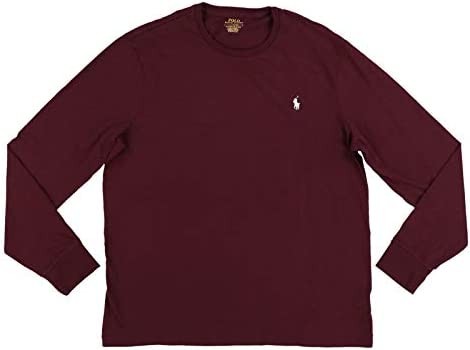 Polo Ralph Lauren Mens Long Sleeve Crew Neck Custom Slim Fit T-Shirt (XL, Burgundy)