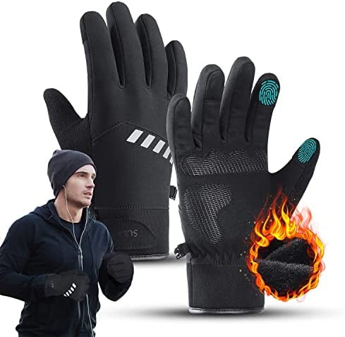 Winter Cycling Gloves for Men Women, Cold Weather Thermal Running Gloves Waterproof, Men’s Touchscreen Ski Gloves, Snow Gloves, Bike Gloves for Outdoor Sports