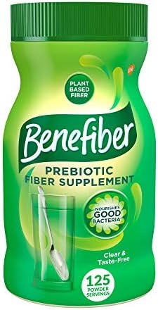 Benefiber Daily Prebiotic Fiber Supplement Powder for Digestive Health, Daily Fiber Powder, Unflavored - 125 Servings (17.6 Ounces)