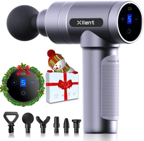Gifts for Men Massage Gun Deep Tissue,Muscle Massage Gun for Athletes,Massager Gun for Back/Neck/Leg,with 6 Interchangeable Heads5 Speeds Black Deals 2022 Christmas Gifts for Women