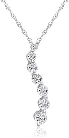 Amanda Rose Collection Certified 1/2ct Journey Diamond Pendant Necklace for Women in 10K Gold on an 18 inch 10K Gold Chain | Real Certified Diamonds in Real 10K White Gold or Yellow Gold