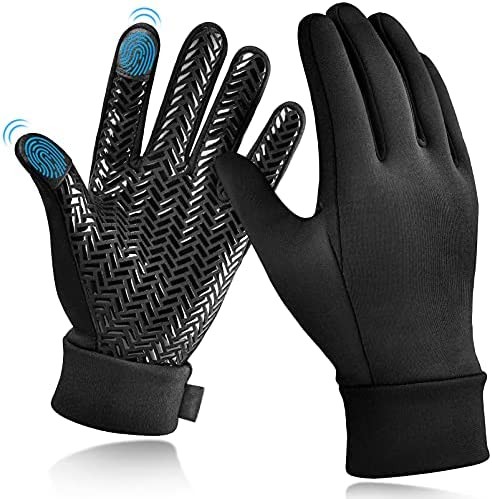 Kids Waterproof Winter Touchscreen Gloves: Lightweight Cold Weather Warm Sport Mitten for Age 6-12 Years Boys & Girls Black