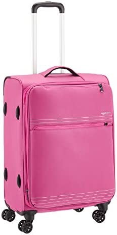 Amazon Basics Lightweight Luggage, Softside Spinner Travel Suitcase with Wheels - 27 Inch, Pink