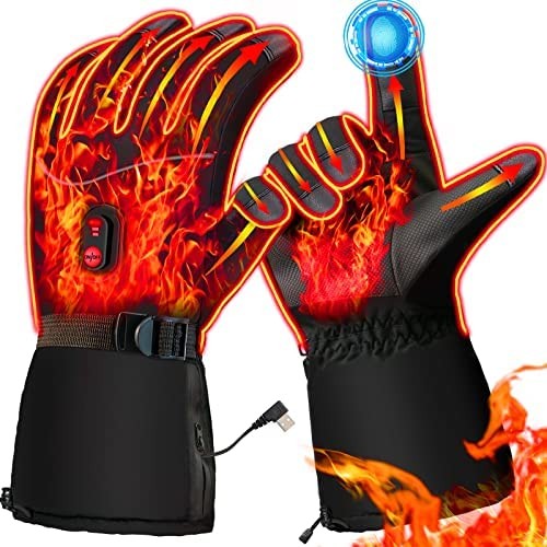Heated Gloves,Electric Heated Gloves Camping Hand Warmers Winter Warm Touchscreen Gloves for Men Women - Battery Powered Waterproof Gloves Windproof Glove for Outdoor Cycling Skiing Hiking Working