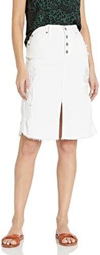 James Jeans Women's Lana Knee Length Raw Hem Skirt