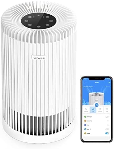 Govee Smart Air Purifiers for Home Large Room, WiFi Air Purifiers for Bedroom Work with Alexa Google Assistant, H13 True HEPA Filter for Pets 24dB Night Light