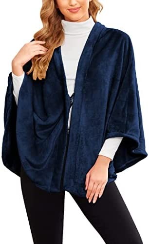 Ekouaer Flannel Faux Poncho for Women Lightweigh Blanket Warm TV Shawl Winter Coat Sweater Cape