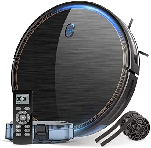 Robot Vacuum, 2100Pa Upgrade Robotic Vacuum Cleaner with Gyroscope, 7.15 cm Slim, Self-Charging Vacuum with Boundary Strips, Quiet Multiple Cleaning Modes Ideal for Pet Hair, Hard Floor, Carpets