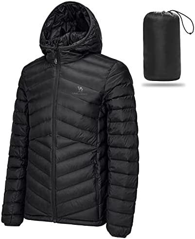 CAMEL CROWN Men's Packable Down Jacket Hooded Lightweight Puffer Insulated Coat for Travel Outdoor Hiking