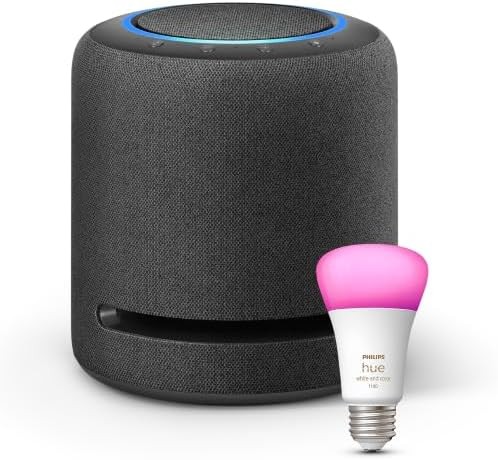 Echo Studio | Charcoal with Philips Hue Color Smart Bulb