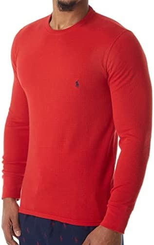 Polo Ralph Lauren Men's Waffle-Knit Long Sleeve Crew Shirt PWLCFR M Red/Cruise Navy